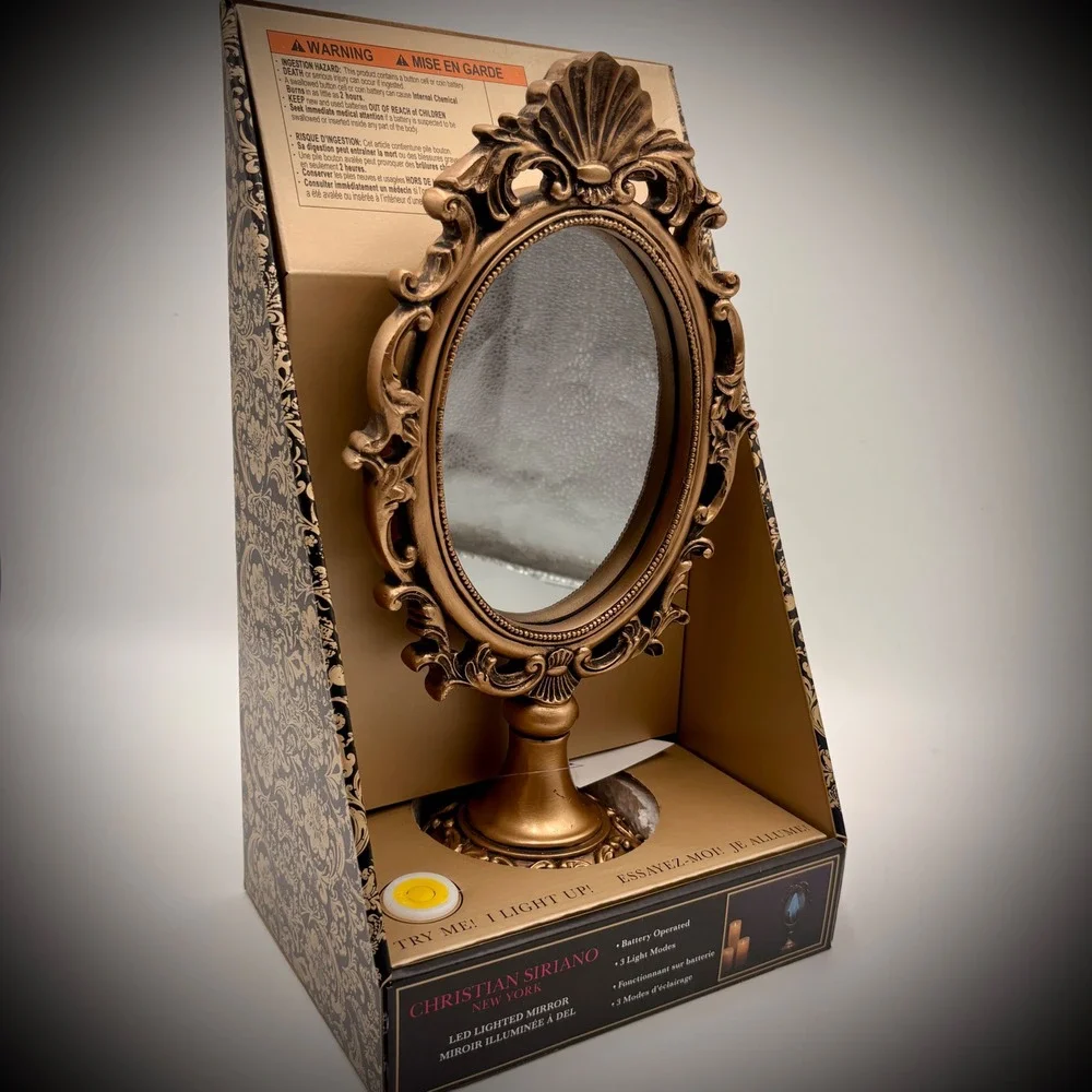 Christian Siriano New York LED Lighted Ghost Mirror Gold Ornate Halloween Decor